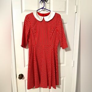 Red and white polka dotted: Minnie Mouse style dress.